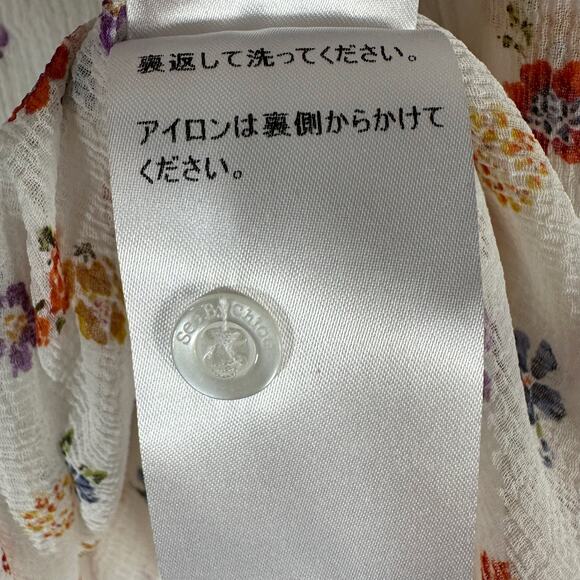 SEE BY CHLOE Bow Floral-Print Georgette Blouse Size FR 36 Small US 4 - Picture 6 of 15